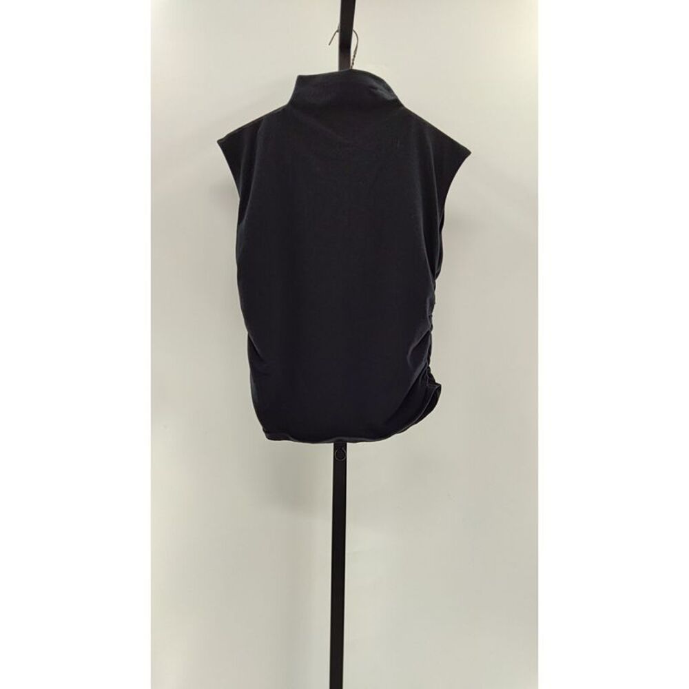 Quince Women Stretch Cotton Jersey Sleeveless Mock Neck Top Black L
